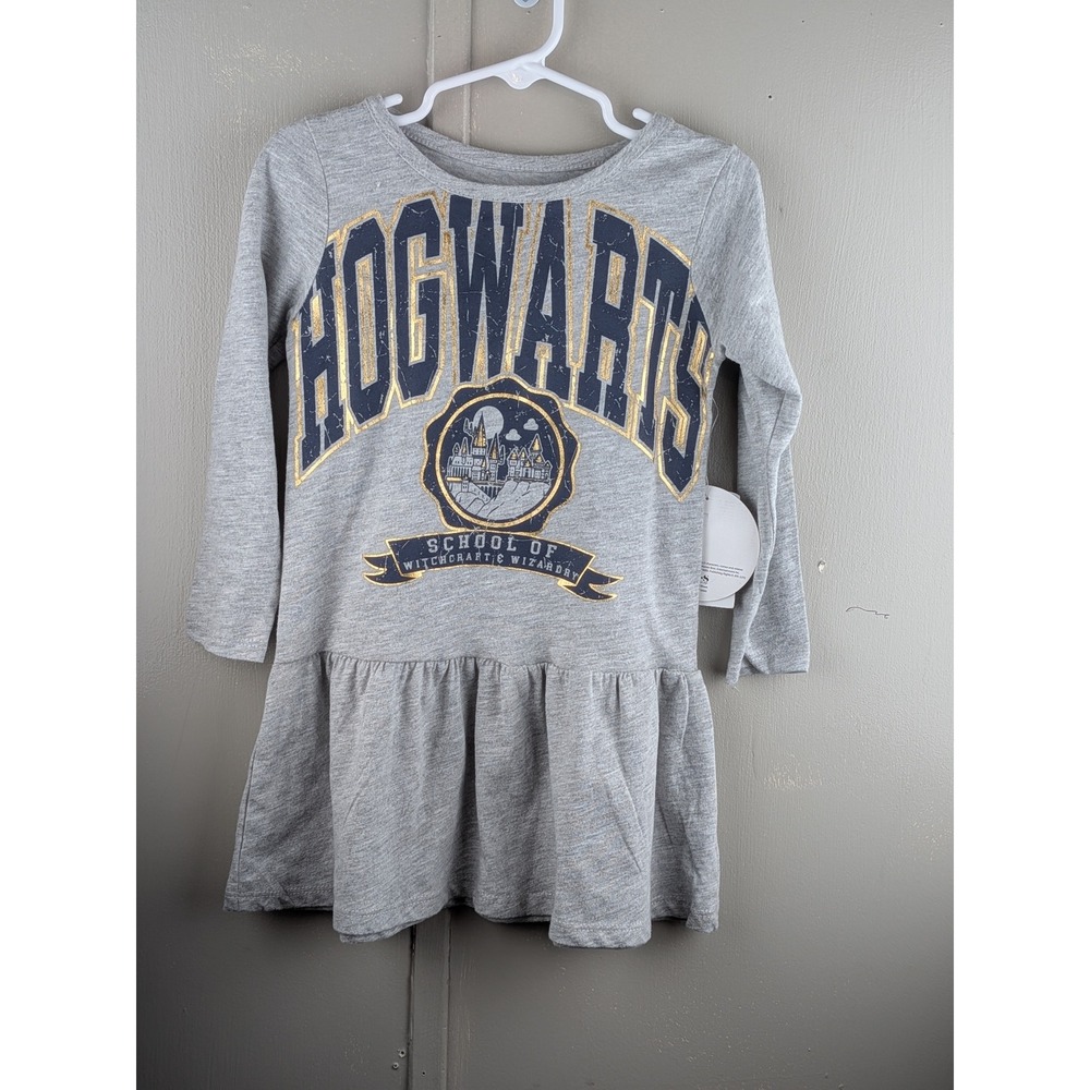 Harry Potter Hogwarts Girls Gray Long Sleeve Ruffle Dress 3T NEW